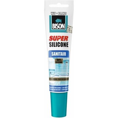 Bison super silicone sanitair wit tube 150 ml, waterbestendige siliconenkit, langdurige kleurbescherming, ongevoelig voor schimmel, makkelijk te verwerken Bison super silicone sanitair wit tube 150 ml, waterbestendige siliconenkit, langdurige kleurbescherming, ongevoelig voor schimmel, makkelijk te verwerken
