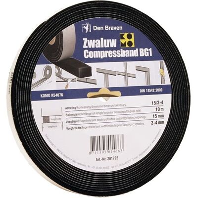 Den Braven zwaluw compressband 15/4 15x20 mm 8m/rol - 201723 - 201723 Den Braven zwaluw compressband 15/4 15x20 mm 8m/rol - 201723 - 201723