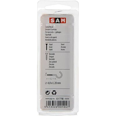 Mack 1017798 - schroefhaak staal verzinkt 8st 4,0 x 20 mm 10 stuks Mack 1017798 - schroefhaak staal verzinkt 8st 4,0 x 20 mm 10 stuks
