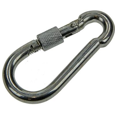 Mack 1006895 - 1 karabijnhaak+borgsl. verzinkt 8mm bl 5 stuks Mack 1006895 - 1 karabijnhaak+borgsl. verzinkt 8mm bl 5 stuks