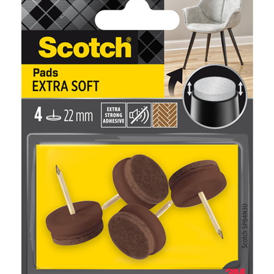 3M 1070705 - scotch® extra soft felt pads to nail bruin ø 22 mm 16 stuks 3M 1070705 - scotch® extra soft felt pads to nail bruin ø 22 mm 16 stuks