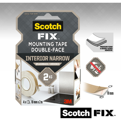 3M 1071430 - scotch-fix™ mounting tape voor spatwanden 10mmx2m, 4 rollen 6 stuks 3M 1071430 - scotch-fix™ mounting tape voor spatwanden 10mmx2m, 4 rollen 6 stuks