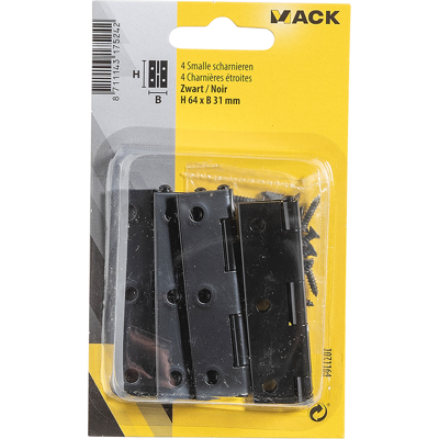 Mack 1071164 - 4 smalle scharnieren zwart h 64 x b 31 mm 5 stuks Mack 1071164 - 4 smalle scharnieren zwart h 64 x b 31 mm 5 stuks