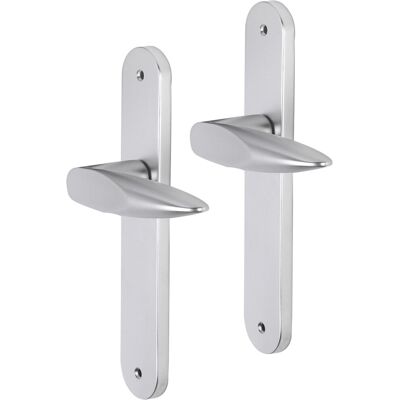Impresso Deurkruk - sutton - voor binnen - ovaal deurschild met schroeven - aluminium - 2 stuks Impresso Deurkruk - sutton - voor binnen - ovaal deurschild met schroeven - aluminium - 2 stuks