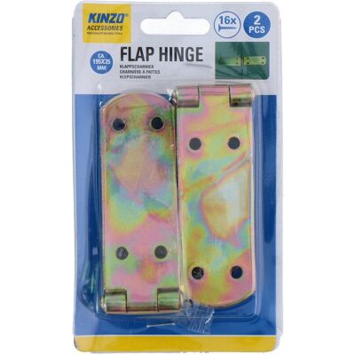 Kinzo klapscharnier 2 stuks - binnendeurscharnier 195 x 35 mm - scharnieren met 16 schroeven - metaal Kinzo klapscharnier 2 stuks - binnendeurscharnier 195 x 35 mm - scharnieren met 16 schroeven - metaal