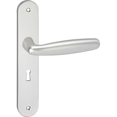 Impresso Deurkruk - cambridge - voor binnen - ovaal deurschild met schroeven en sleutelgat - aluminium - 2 stuks Impresso Deurkruk - cambridge - voor binnen - ovaal deurschild met schroeven en sleutelgat - aluminium - 2 stuks