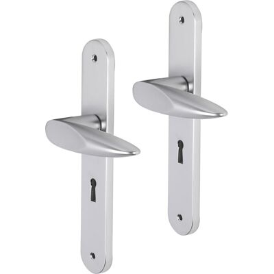 Impresso Deurkruk - cambridge - voor binnen - ovaal deurschild met schroeven en sleutelgat - aluminium - 2 stuks Impresso Deurkruk - cambridge - voor binnen - ovaal deurschild met schroeven en sleutelgat - aluminium - 2 stuks