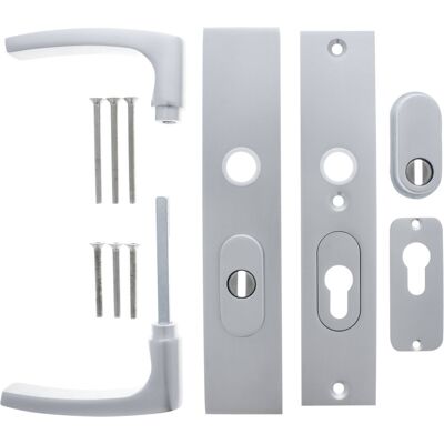 STARX Deurkruk op schild - aluminium f1 - aluminium - - deurklink op skg*** met kerntrekbeveiliging 195x50mm pc55/72 aluminium f1 STARX Deurkruk op schild - aluminium f1 - aluminium - - deurklink op skg*** met kerntrekbeveiliging 195x50mm pc55/72 aluminium f1