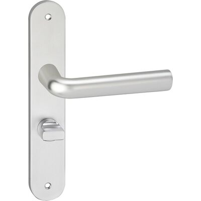 Impresso Deurkruk - bolton - voor binnen - ovaal deurschild met schroeven en toiletsluiting - aluminium - 2 stuks Impresso Deurkruk - bolton - voor binnen - ovaal deurschild met schroeven en toiletsluiting - aluminium - 2 stuks
