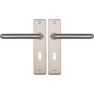 STARX deurklink zilver - rvs look - deurbeslag - deurschild met sleutelgat (sl56) - deurklink coupe STARX deurklink zilver - rvs look - deurbeslag - deurschild met sleutelgat (sl56) - deurklink coupe