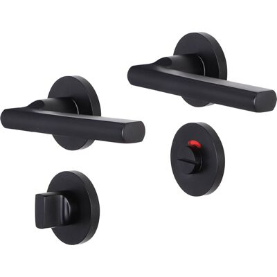 Impresso Deurkruk - redhill - voor binnen- rond met rond toiletrozet- aluminium/zwart - 2 stuks Impresso Deurkruk - redhill - voor binnen- rond met rond toiletrozet- aluminium/zwart - 2 stuks