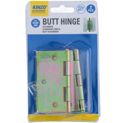 Kinzo deurscharnieren - 2 stuks - metalen scharnieren 82 x 82 mm - inclusief 12 schroeven - voor deuren en kasten Kinzo deurscharnieren - 2 stuks - metalen scharnieren 82 x 82 mm - inclusief 12 schroeven - voor deuren en kasten