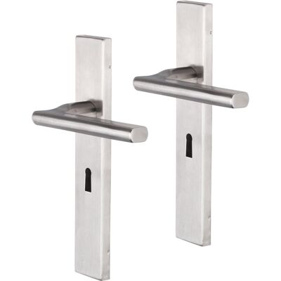 Impresso Deurkruk - kirby - voor binnen - vierkant deurschild met sleutelgat - rvs - 2 stuks Impresso Deurkruk - kirby - voor binnen - vierkant deurschild met sleutelgat - rvs - 2 stuks