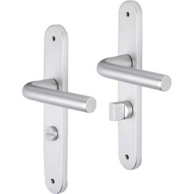 Impresso Deurkruk - bolton - voor binnen - ovaal deurschild met schroeven en toiletsluiting - aluminium - 2 stuks Impresso Deurkruk - bolton - voor binnen - ovaal deurschild met schroeven en toiletsluiting - aluminium - 2 stuks