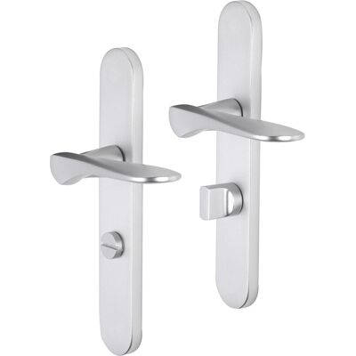 Impresso Deurkruk - watford - voor binnen - ovaal deurschild met toiletsluiting - aluminium - 2 stuks Impresso Deurkruk - watford - voor binnen - ovaal deurschild met toiletsluiting - aluminium - 2 stuks