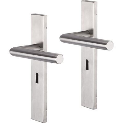 Impresso Deurkruk - harrow - voor binnen - vierkant deurschild met sleutelgat - rvs - 2 stuks Impresso Deurkruk - harrow - voor binnen - vierkant deurschild met sleutelgat - rvs - 2 stuks