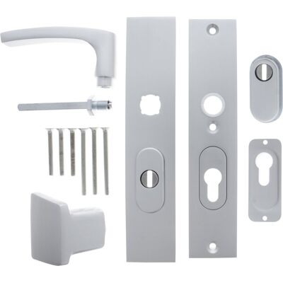STARX Veiligheidsgarnituur - aluminium f1 - aluminium - - deurklink en op skg*** met kerntrekbeveiliging 195x50mm pc55/72 aluminium f1 STARX Veiligheidsgarnituur - aluminium f1 - aluminium - - deurklink en op skg*** met kerntrekbeveiliging 195x50mm pc55/72 aluminium f1
