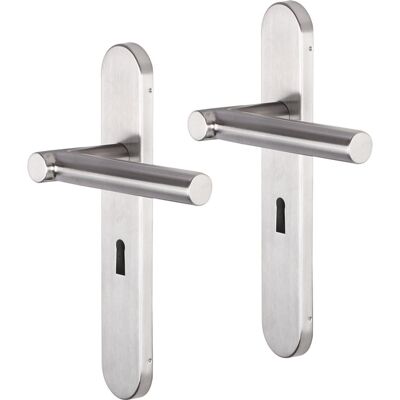 Impresso Deurkruk - alton - voor binnen - ovaal - deurschild met sleutelgat - rvs - 2 stuks Impresso Deurkruk - alton - voor binnen - ovaal - deurschild met sleutelgat - rvs - 2 stuks