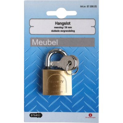 STARX hangslot dubbelgrendel 30mm messing STARX hangslot dubbelgrendel 30mm messing