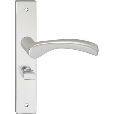 Impresso Deurkruk - oxford - voor binnen - vierkant deurschild met schroeven en toiletsluiting - aluminium - 2 stuks Impresso Deurkruk - oxford - voor binnen - vierkant deurschild met schroeven en toiletsluiting - aluminium - 2 stuks