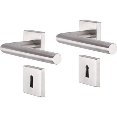 Impresso Deurkruk - harrow - voor binnen - vierkant met vierkant sleutelrozet - rvs - 2 stuks Impresso Deurkruk - harrow - voor binnen - vierkant met vierkant sleutelrozet - rvs - 2 stuks