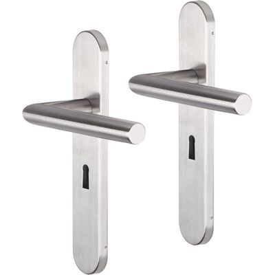 Impresso Deurkruk - harrow - voor binnen - ovaal - deurschild met sleutelgat - rvs - 2 stuks Impresso Deurkruk - harrow - voor binnen - ovaal - deurschild met sleutelgat - rvs - 2 stuks