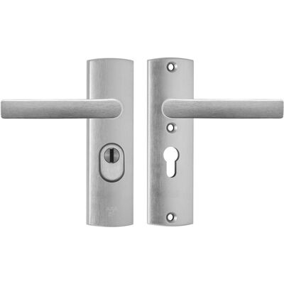 AXA deurbeslag set - curve plus - deurkruk aluminium - u - pc55 met kerntrekbeveiliging - skg*** AXA deurbeslag set - curve plus - deurkruk aluminium - u - pc55 met kerntrekbeveiliging - skg***