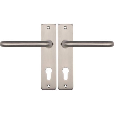 STARX deurklink zilver - rvs look - deurbeslag - deurschild voor profielcilinder (pc72) - deurklink coupe STARX deurklink zilver - rvs look - deurbeslag - deurschild voor profielcilinder (pc72) - deurklink coupe