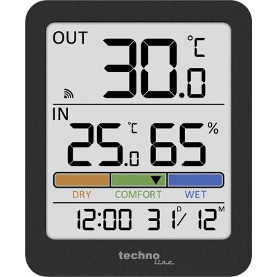 Technoline thermometer ws 9488 met 1 buitensensor tot 30 m 81 x 98 x 22mm antraciet Technoline thermometer ws 9488 met 1 buitensensor tot 30 m 81 x 98 x 22mm antraciet