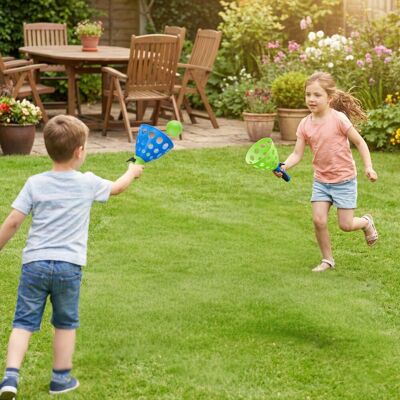 Eddy Toys shoot & catch ball set 2x - schiet- en vangspel met 2 lanceerders en 2 ballen - actief buitenspeelgoed voor kinderen - blauw en groen Eddy Toys shoot & catch ball set 2x - schiet- en vangspel met 2 lanceerders en 2 ballen - actief buitenspeelgoed voor kinderen - blauw en groen