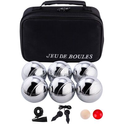 Engelhart Metalen jeu de boules - 6 ballen in zwarte rits tas - pétanque - boules - metalen ballen - geschikt voor elke jeu de boules baan - longfield Engelhart Metalen jeu de boules - 6 ballen in zwarte rits tas - pétanque - boules - metalen ballen - geschikt voor elke jeu de boules baan - longfield
