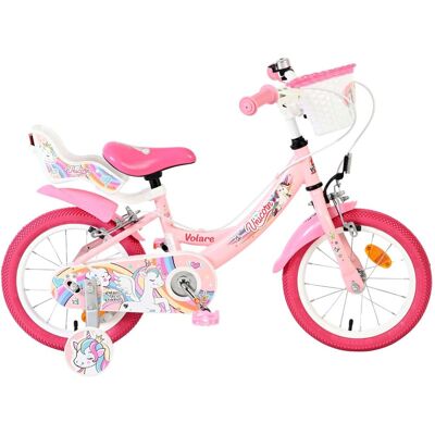 Volare unicorn kinderfiets - meisjes - 14 inch - roze - twee handremmen Volare unicorn kinderfiets - meisjes - 14 inch - roze - twee handremmen