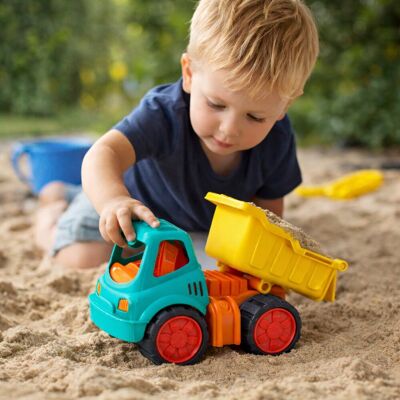 Eddy Toys sand truck dumper - kiepwagen van kunststof - zandwagen voor zandbak en strand - blauw, geel en donker oranje - 15,2 x 9,6 x 11,1 cm - met 2 jaar fabrieksgarantie Eddy Toys sand truck dumper - kiepwagen van kunststof - zandwagen voor zandbak en strand - blauw, geel en donker oranje - 15,2 x 9,6 x 11,1 cm - met 2 jaar fabrieksgarantie