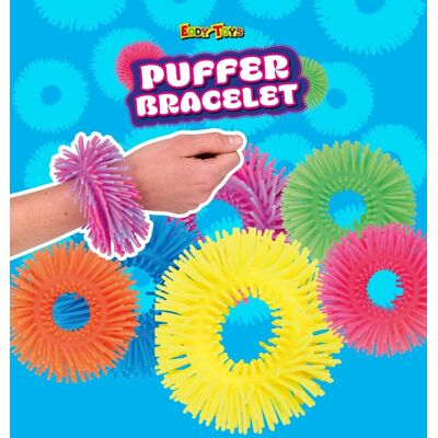 Eddy Toys puffer armband - fidget armband voor kinderen van 3 tot 8 jaar - rubber materiaal - zachte textuur voor ontspanning - diameter ca. 10 cm - zwart, groen en oranje Eddy Toys puffer armband - fidget armband voor kinderen van 3 tot 8 jaar - rubber materiaal - zachte textuur voor ontspanning - diameter ca. 10 cm - zwart, groen en oranje