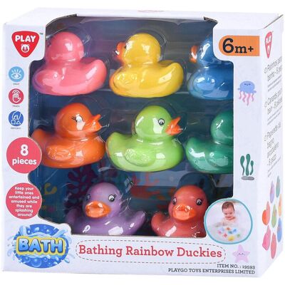 Play Regenboog Badeendjes - 8st. Bad speelgoed - Multikleurig Play Regenboog Badeendjes - 8st. Bad speelgoed - Multikleurig