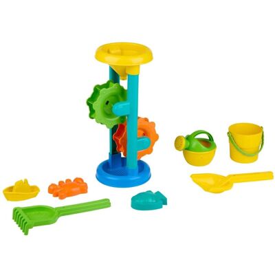 Eddy Toys strandspeelset met watermolen gieter schep hark boot zandvormpjes - strand speelset kinderen - zand en water speelset - buitenspeelgoed Eddy Toys strandspeelset met watermolen gieter schep hark boot zandvormpjes - strand speelset kinderen - zand en water speelset - buitenspeelgoed
