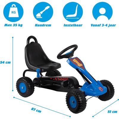 Eddy Toys skelter - go kart met handrem voor max. 35 kg - speelgoed buiten - speelgoed 3 jaar - blauw Eddy Toys skelter - go kart met handrem voor max. 35 kg - speelgoed buiten - speelgoed 3 jaar - blauw
