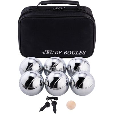 Engelhart Metalen jeu de boules - 6 ballen in zwarte rits tas - pétanque - boules - metalen ballen - geschikt voor elke jeu de boules baan - longfield Engelhart Metalen jeu de boules - 6 ballen in zwarte rits tas - pétanque - boules - metalen ballen - geschikt voor elke jeu de boules baan - longfield