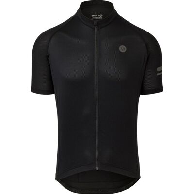 AGU core fietsshirt heren korte mouwen - zwart - drie achterzakken - ykk-rits over de hele lengte - sneldrogend interlock AGU core fietsshirt heren korte mouwen - zwart - drie achterzakken - ykk-rits over de hele lengte - sneldrogend interlock