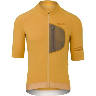 AGU gravel fietsshirt heren korte mouwen - ginger - stretch in vier richtingen - vier achterzakken - borstzakje met rits AGU gravel fietsshirt heren korte mouwen - ginger - stretch in vier richtingen - vier achterzakken - borstzakje met rits