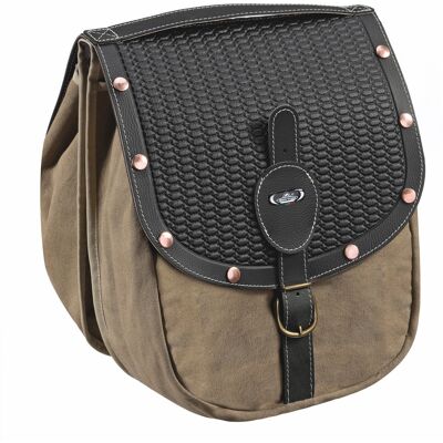 Monte Grappa dubbele tas 16,5l british m/klinknagels zwart Beige Monte Grappa dubbele tas 16,5l british m/klinknagels zwart Beige