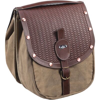 Monte Grappa dubbele tas 16,5l british m/klinknagels d.bruin Beige Monte Grappa dubbele tas 16,5l british m/klinknagels d.bruin Beige