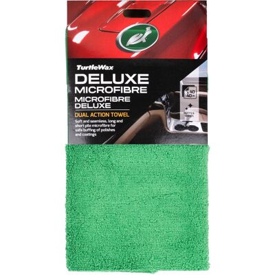 Turtle Wax deluxe microvezel dual action - superzachte, randloze microvezeldoek - voor het aanbrengen en verwijderen van spraypolishes en waxen - drogen van interieur- en exterieur oppervlakken - 40x40cm Turtle Wax deluxe microvezel dual action - superzachte, randloze microvezeldoek - voor het aanbrengen en verwijderen van spraypolishes en waxen - drogen van interieur- en exterieur oppervlakken - 40x40cm