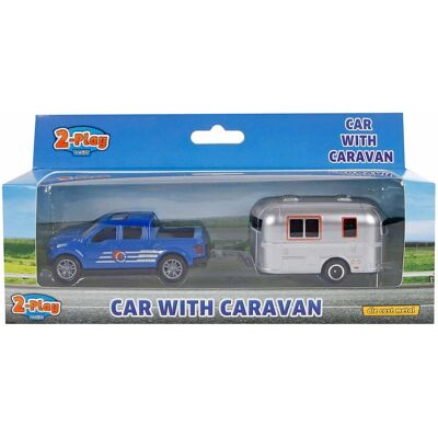 2-play Speelgoedauto - Terugtrek met caravan - Veel kleuren 2-play Speelgoedauto - Terugtrek met caravan - Veel kleuren