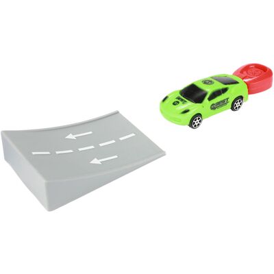 Toi-Toys Turbo Racers multi kleuren rallyauto met springschans Toi-Toys Turbo Racers multi kleuren rallyauto met springschans