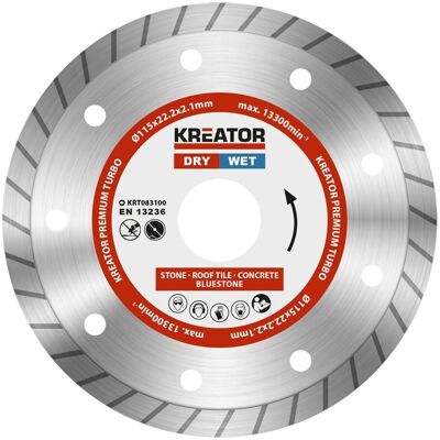 Kreator KRT083100 Diamant Schijf - Turbo, 115mm, Zilver Kreator KRT083100 Diamant Schijf - Turbo, 115mm, Zilver