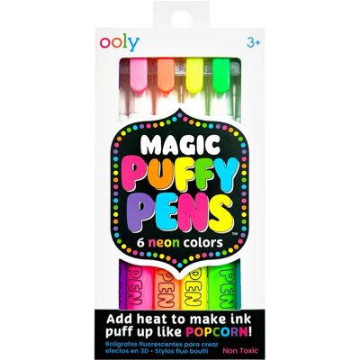 Ooly Neon Puffy Pennen - Set Van 6 - Kunstbenodigdheden Ooly Neon Puffy Pennen - Set Van 6 - Kunstbenodigdheden