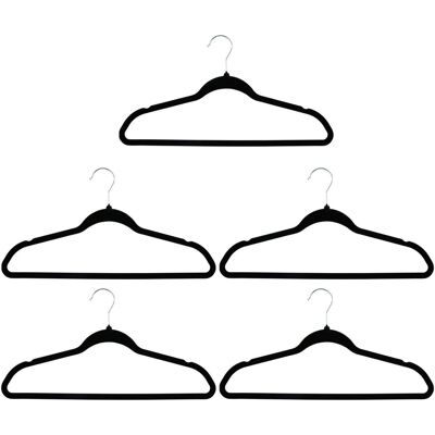 Alpina fluwelen kledinghangers - 10 stuks - anti-slip kleerhangers - broekhangers - zwart Alpina fluwelen kledinghangers - 10 stuks - anti-slip kleerhangers - broekhangers - zwart