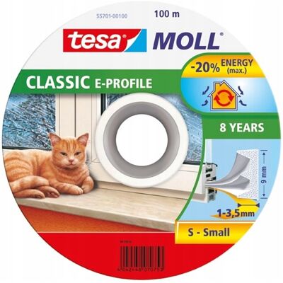 Tesa Zelfklevende Afsluitprofiel E 100m Wit Tesa Zelfklevende Afsluitprofiel E 100m Wit