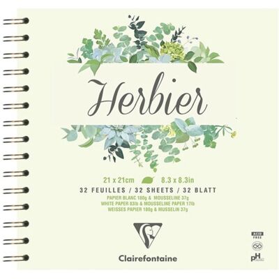 Clairefontaine Herbier Spiralnotitieboek 32F 21x21cm 180g - Wit - Doos van 5 Clairefontaine Herbier Spiralnotitieboek 32F 21x21cm 180g - Wit - Doos van 5